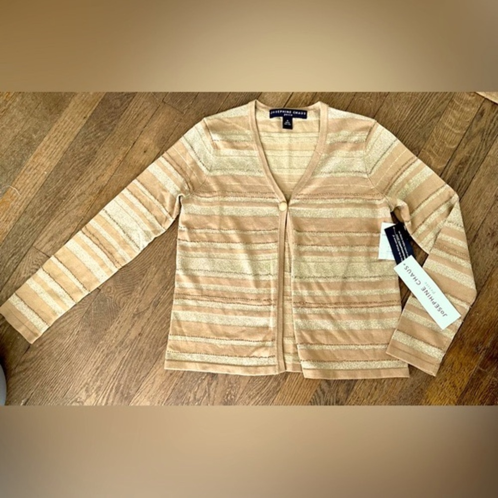 Josephine Chaus Petite Gold Leaf Sweater Cardigan NWT